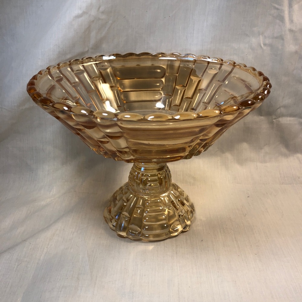 Vintage 1950s Jeanette Glass Pedestal Compote, Centerpiece.